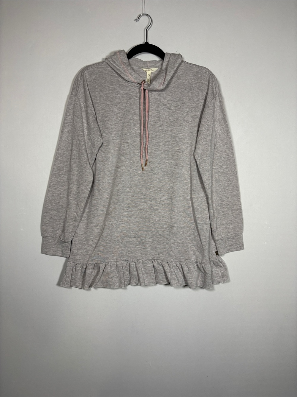 Matilda Jane Heather Gray Ruffle Hem Hooded Jersey Tunic Sweatshirt Womens S